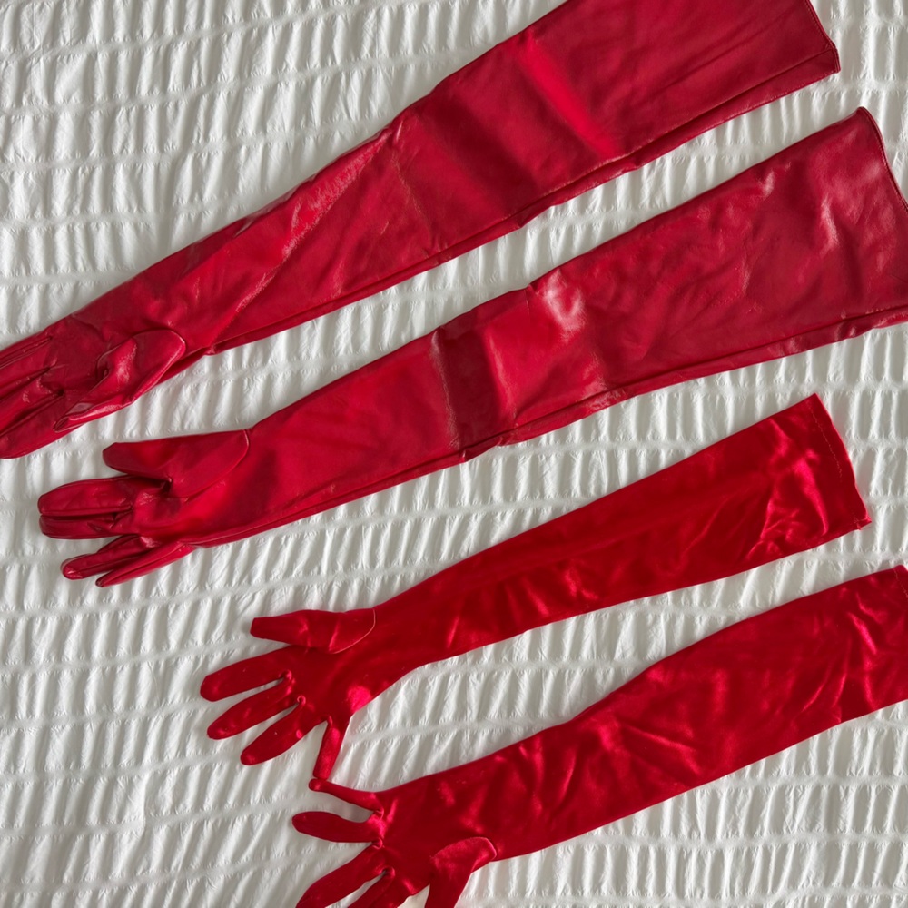 BUNDLE Satin and Faux Leather Gloves